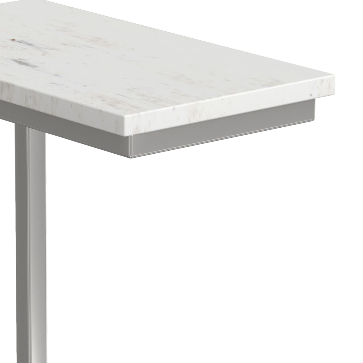 White Marble/Silver | Skyler C Side Table with Genuine Marble Top