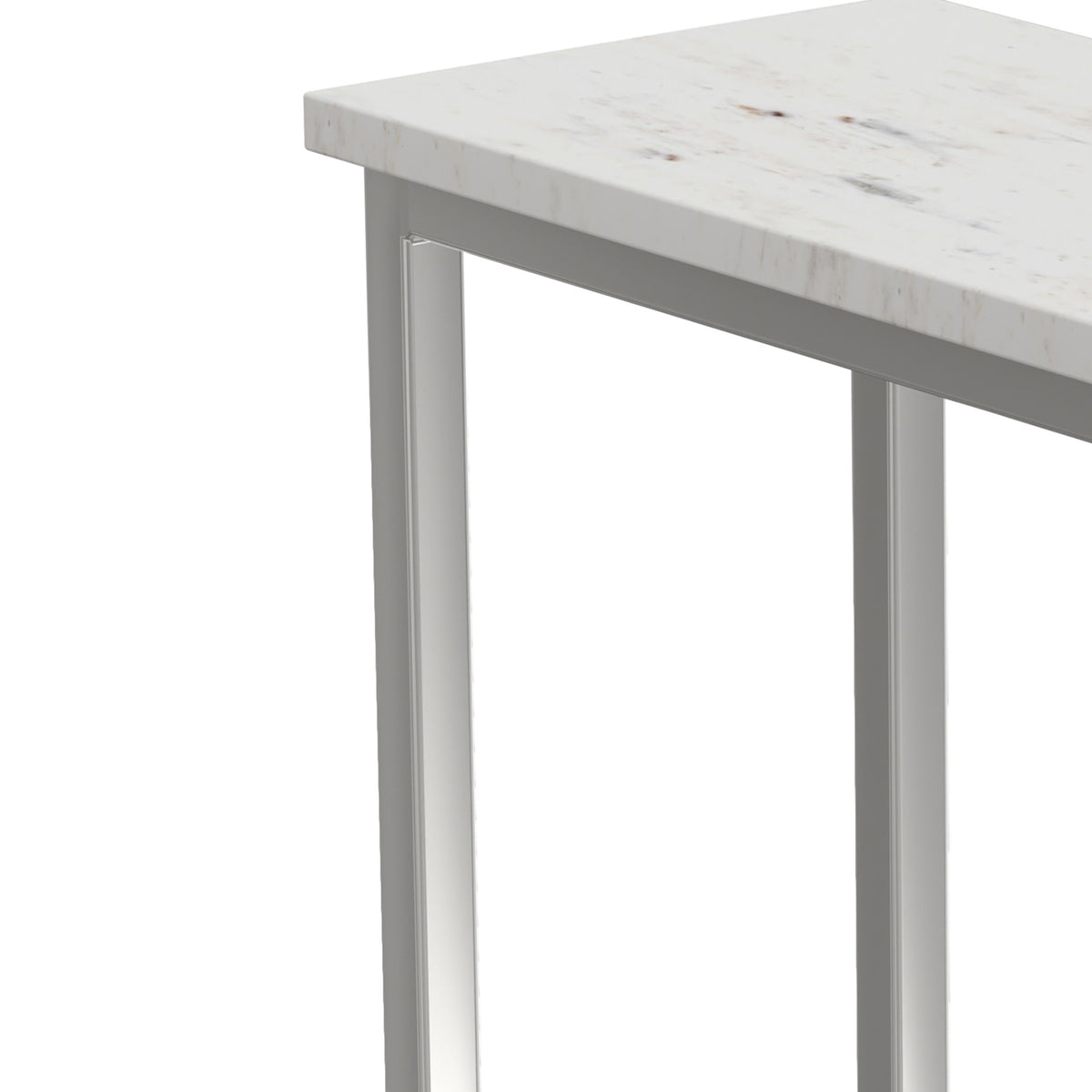 White Marble/Silver | Skyler C Side Table with Genuine Marble Top
