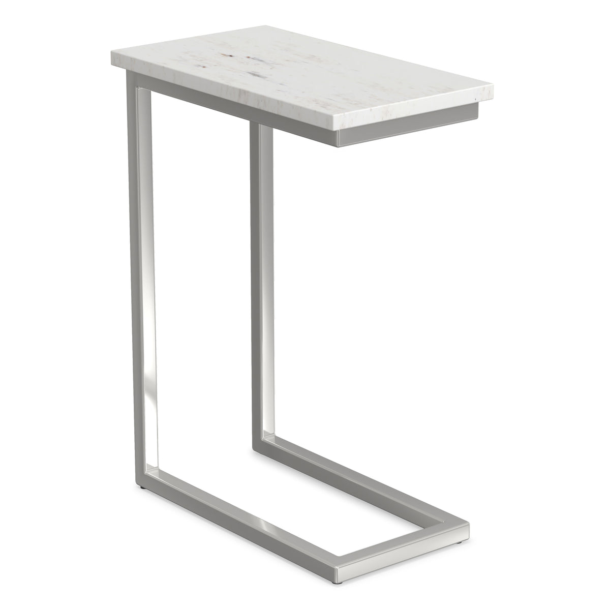 White Marble/Silver | Skyler C Side Table with Genuine Marble Top