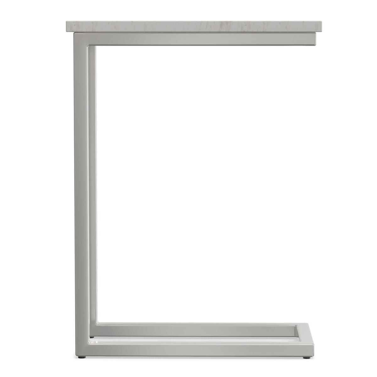 White Marble/Silver | Skyler C Side Table with Genuine Marble Top