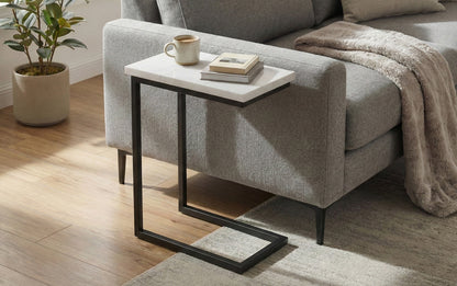 Black | Skyler C Side Table with Genuine Marble Top