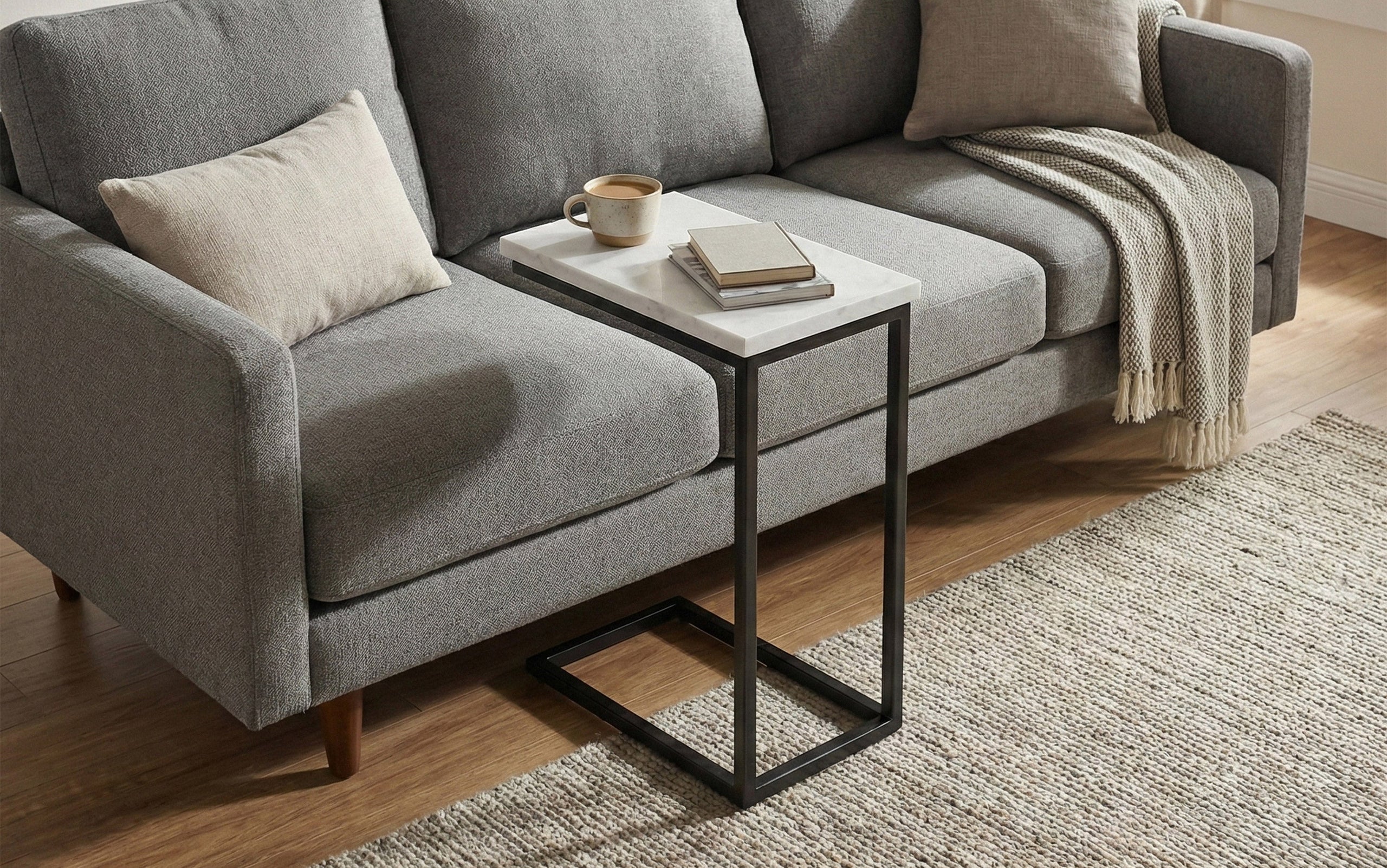 Black | Skyler C Side Table with Genuine Marble Top