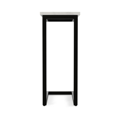 White Marble/Black | Skyler C Side Table with Genuine Marble Top