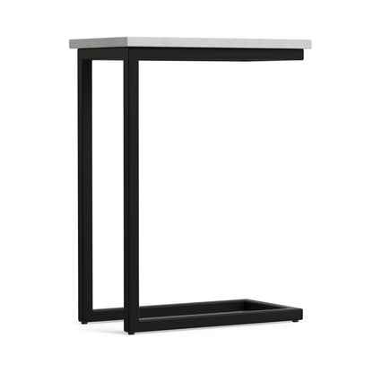 White Marble/Black | Skyler C Side Table with Genuine Marble Top
