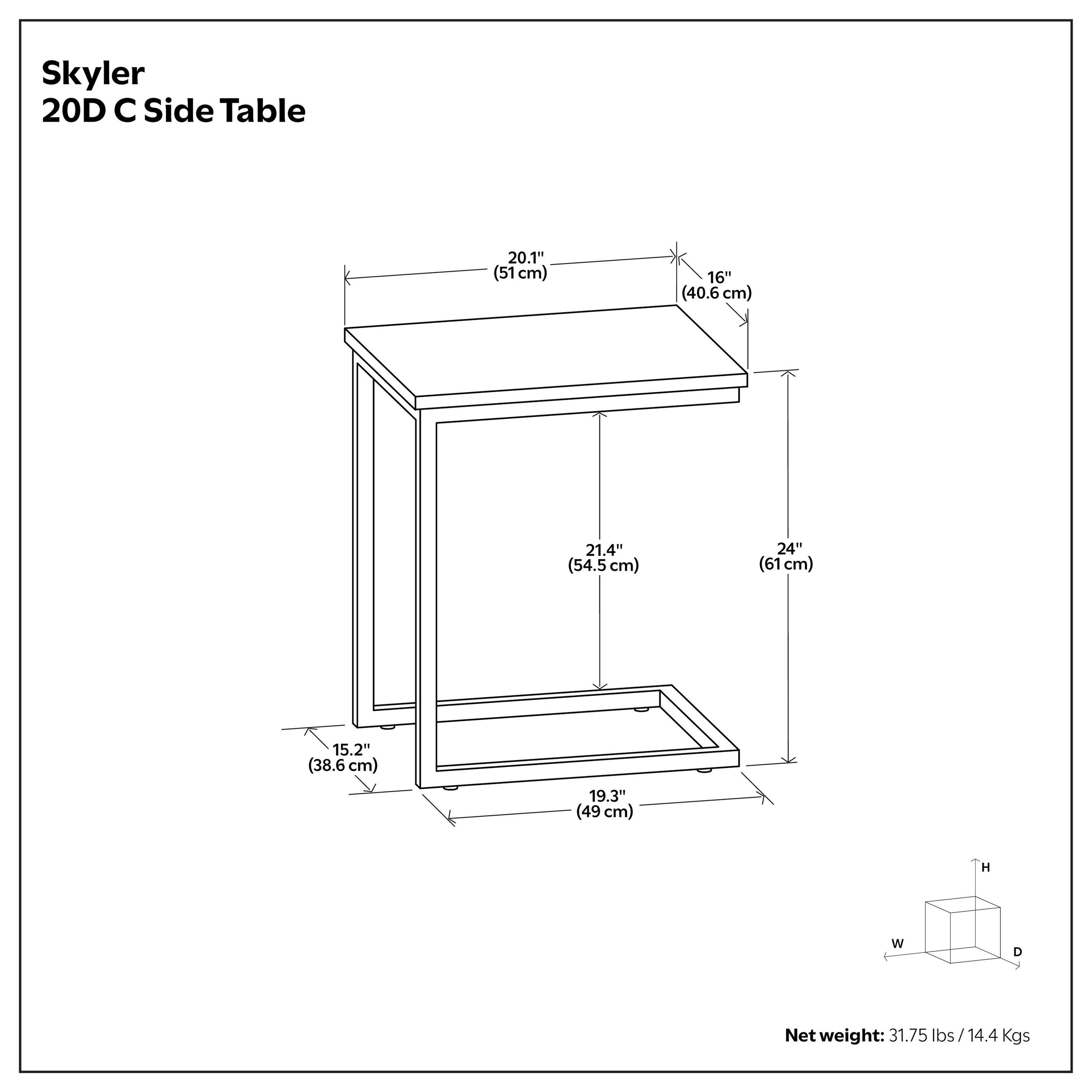 White Marble | Skyler 20 inch C Side Table with Genuine Marble Top