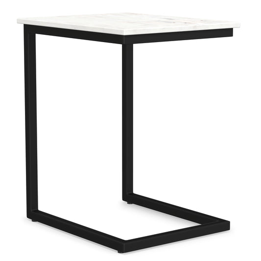 White Marble | Skyler 20 inch C Side Table with Genuine Marble Top