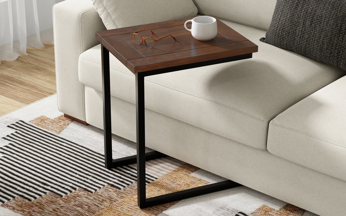 Walnut Brown | Skyler Wide C Side Table in Mango