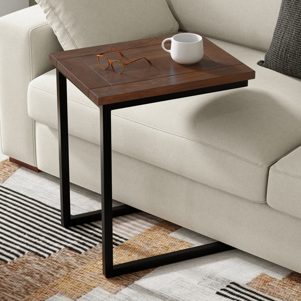 Walnut Brown | Skyler Wide C Side Table in Mango