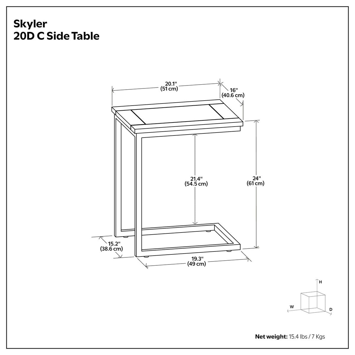 Dark Cognac Brown | Skyler Wide C Side Table in Mango
