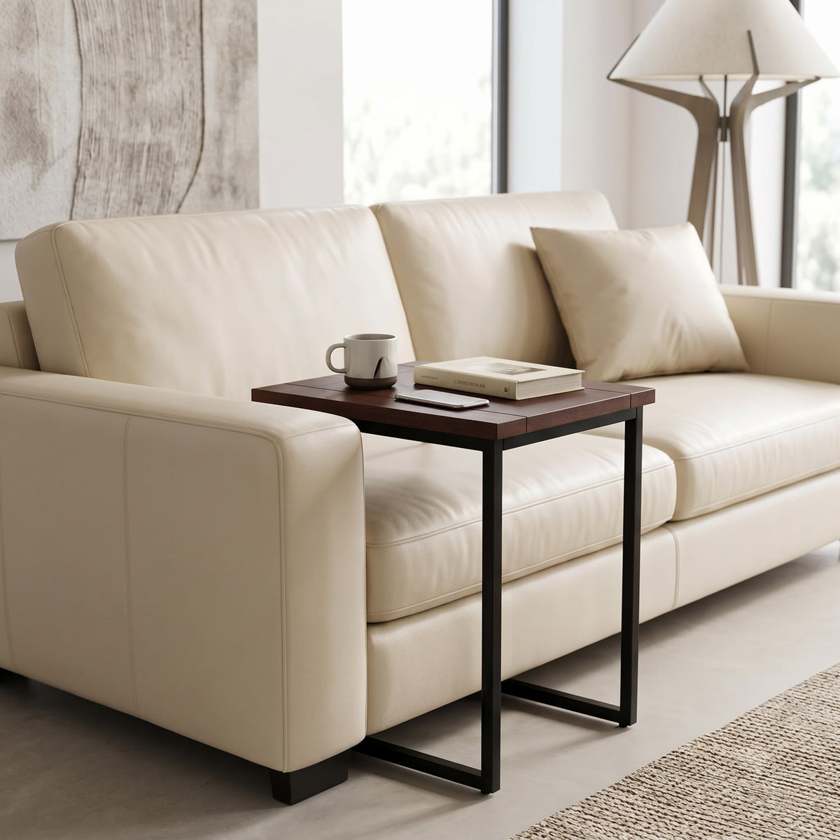 Dark Cognac Brown | Skyler Wide C Side Table in Mango