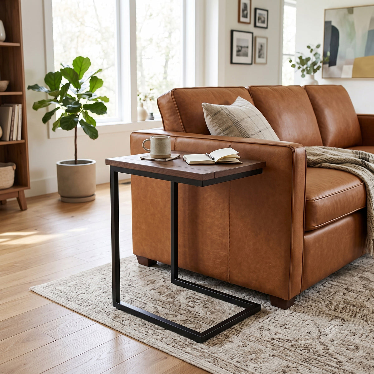 Dark Cognac Brown | Skyler Wide C Side Table in Mango