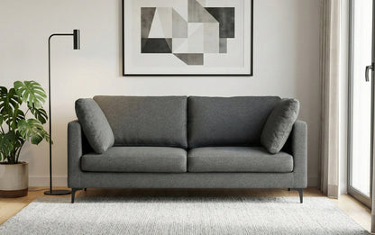 Pebble Grey Performance Fabric | Ava 76 inch Mid Century Sofa