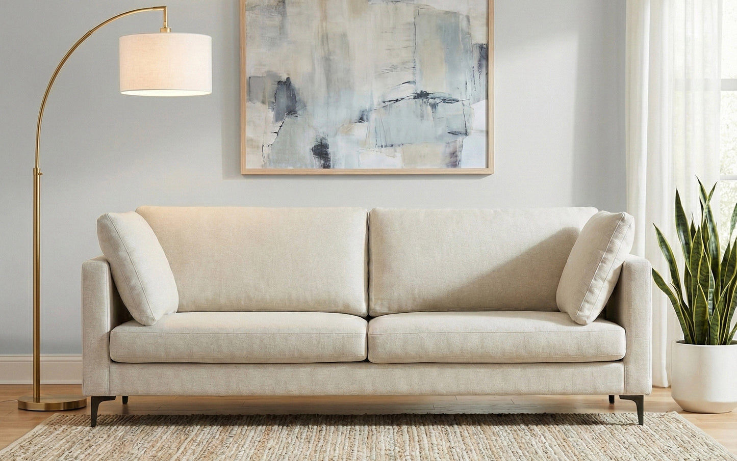 Cream | Ava 90 inch Mid Century Sofa