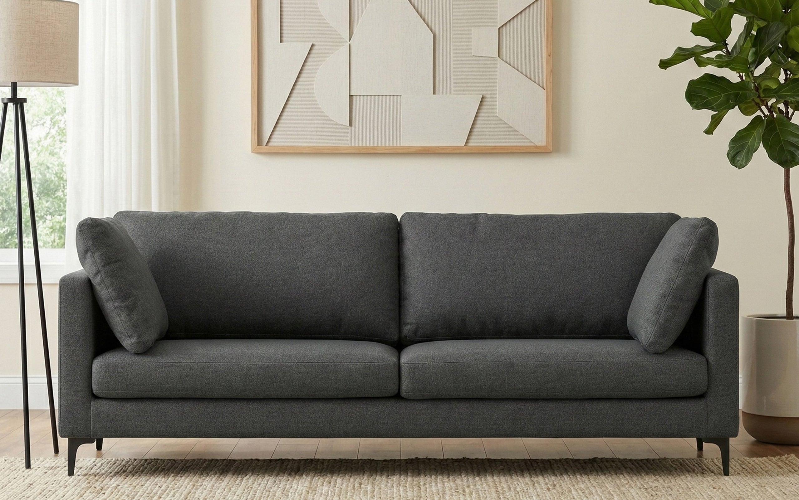 Pebble Grey | Ava 90 inch Mid Century Sofa