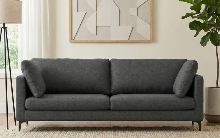 Pebble Grey | Ava 90 inch Mid Century Sofa