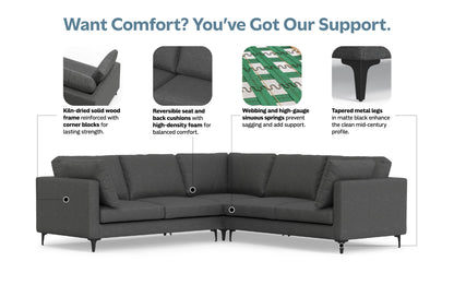 Pebble Grey | Ava Mid Century Corner Sectional