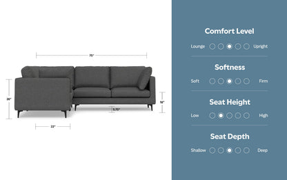 Pebble Grey | Ava Mid Century Corner Sectional