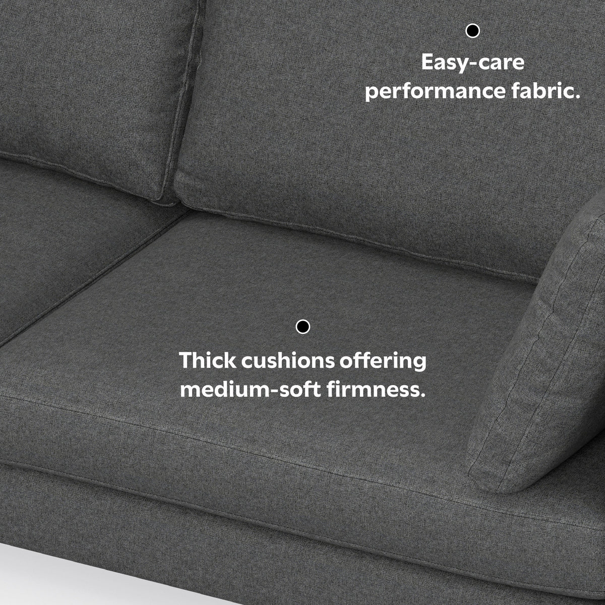 Pebble Grey | Ava Mid Century Corner Sectional Sofa