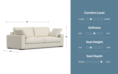 Cream Performance Fabric | Charlie 96 inch Deep Seater Sofa