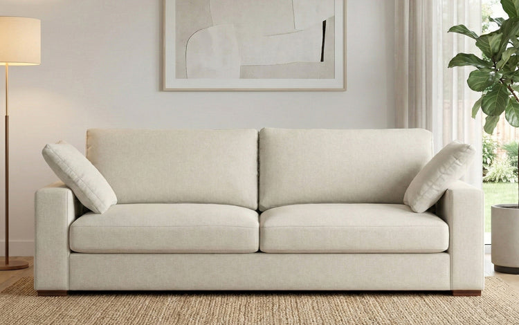 Cream Performance Fabric | Charlie 96 inch Deep Seater Sofa