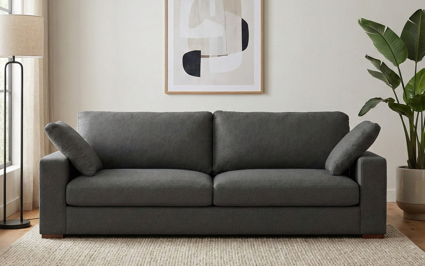 Pebble Grey Performance Fabric | Charlie 96 inch Deep Seater Sofa