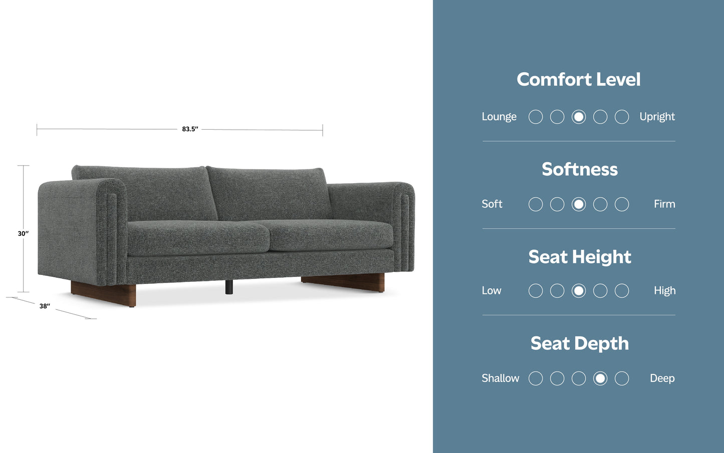 Dark Grey Performance Fabric |  Jones 84 inch Sofa in Performance Fabric