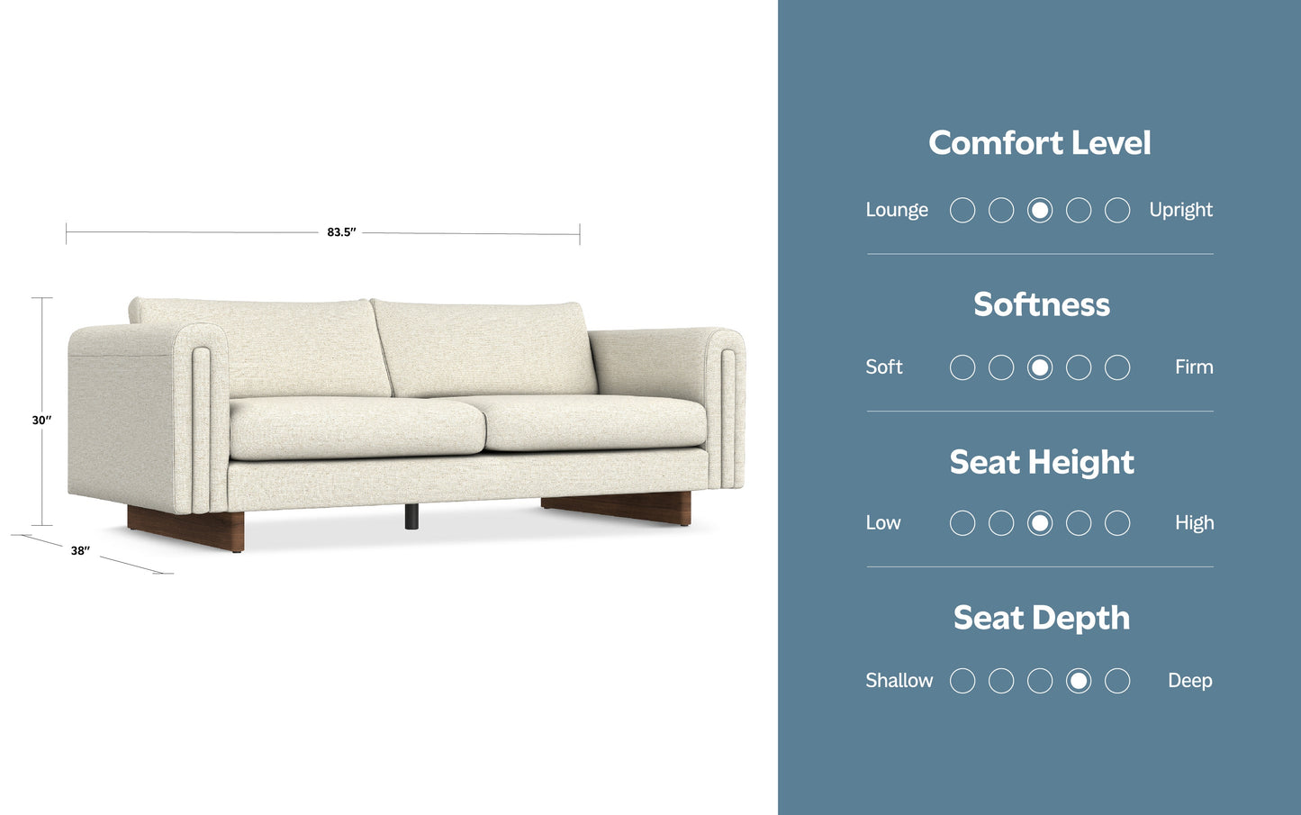 Ivory Performance Fabric |  Jones 84 inch Sofa in Performance Fabric