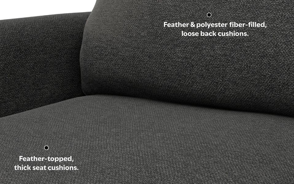 Charcoal Grey Woven Polyester Fabric | Livingston 76 inch Mid Century Sofa