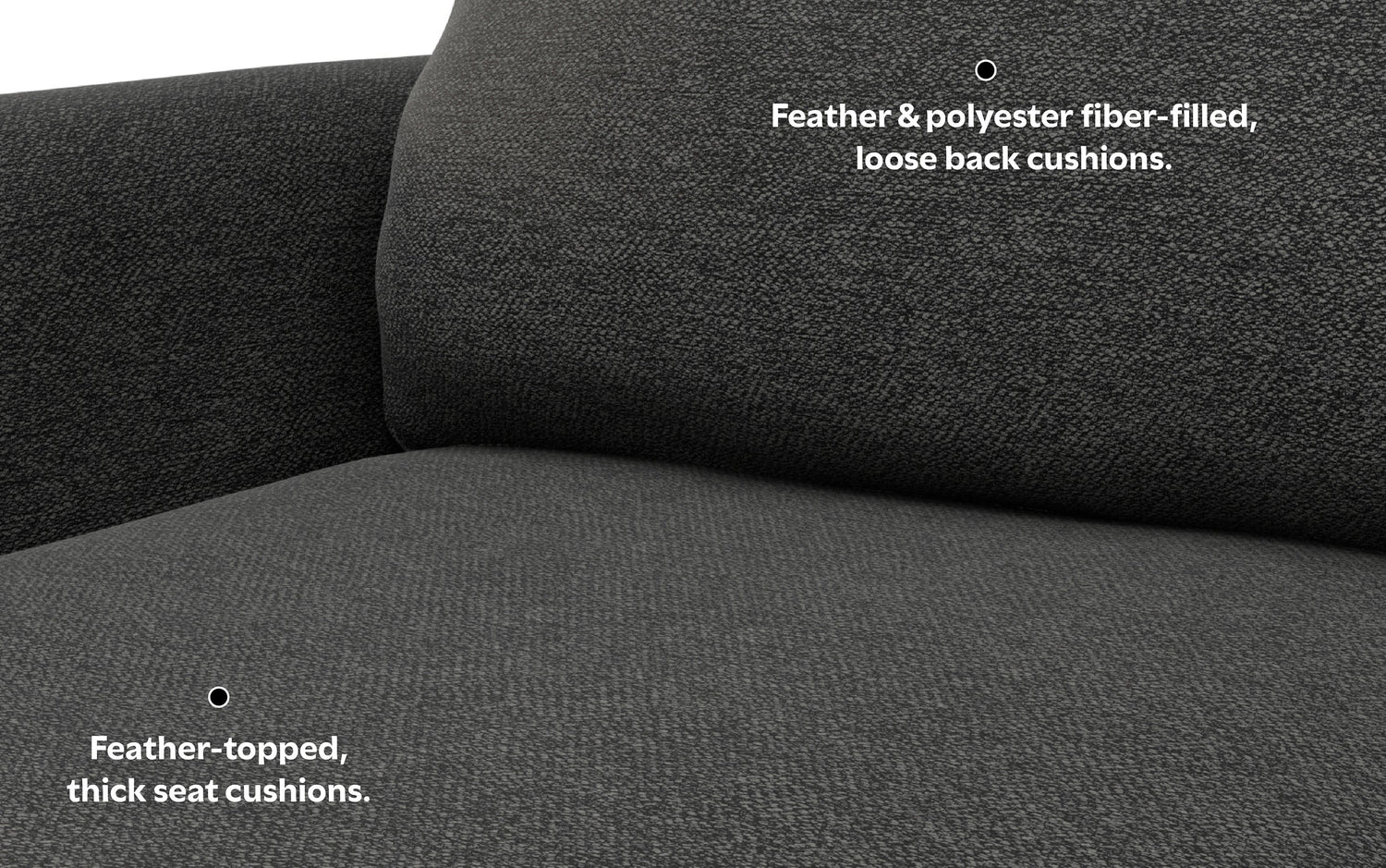 Charcoal Grey Woven-Blend Fabric | Livingston 76 inch Mid Century Sofa