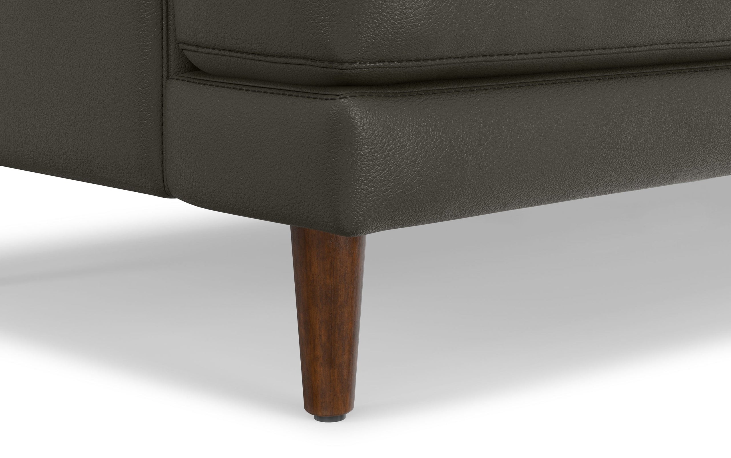 Coal Genuine Top Grain Leather | Livingston 76 inch Mid Century Sofa in Genuine Leather