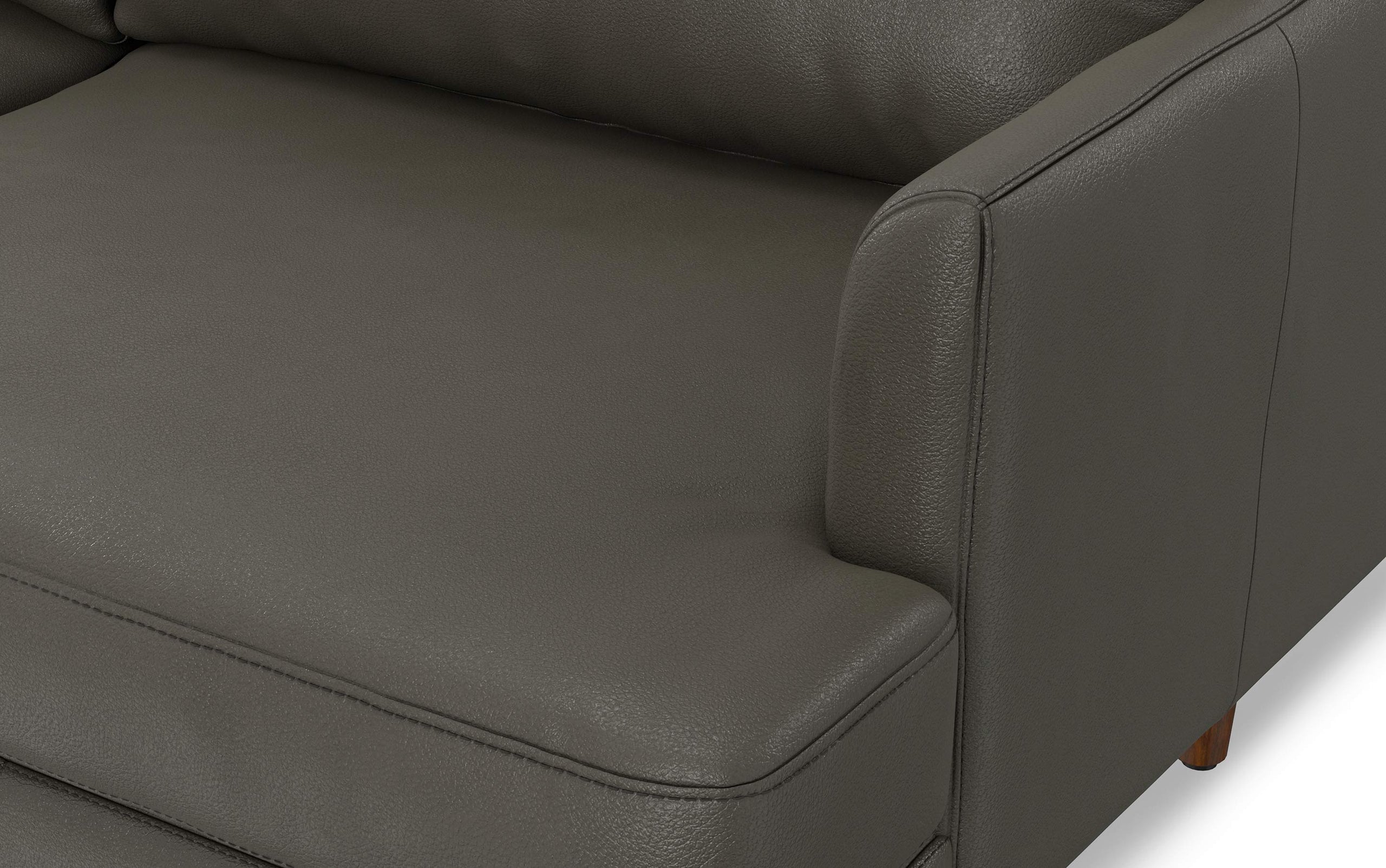 Coal Genuine Top Grain Leather | Livingston 76 inch Mid Century Sofa in Genuine Leather