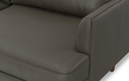 Coal Genuine Top Grain Leather | Livingston 76 inch Mid Century Sofa in Genuine Leather