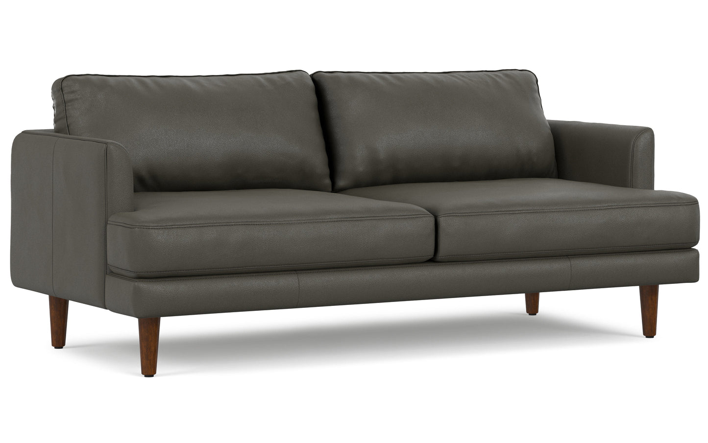 Coal Genuine Top Grain Leather | Livingston 76 inch Mid Century Sofa in Genuine Leather