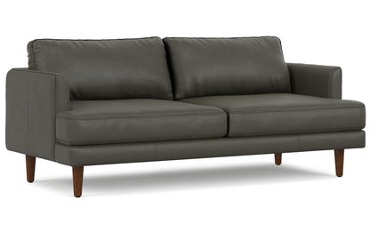Coal Genuine Top Grain Leather | Livingston 76 inch Mid Century Sofa in Genuine Leather