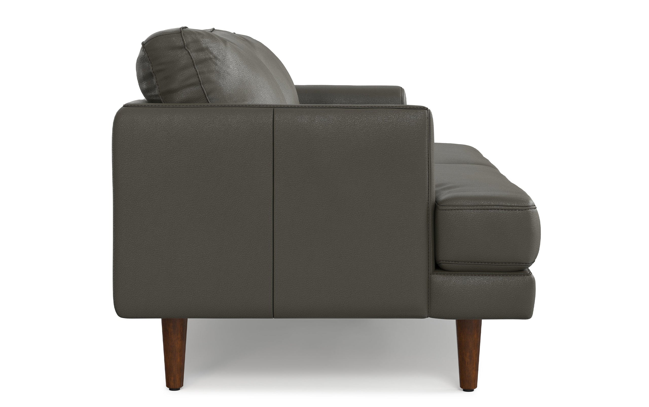 Coal Genuine Top Grain Leather | Livingston 76 inch Mid Century Sofa in Genuine Leather