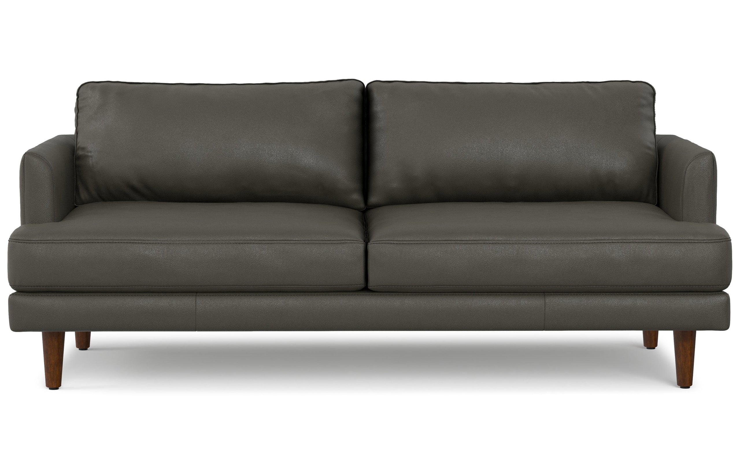 Coal Genuine Top Grain Leather | Livingston 76 inch Mid Century Sofa in Genuine Leather