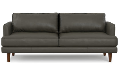 Coal Genuine Top Grain Leather | Livingston 76 inch Mid Century Sofa in Genuine Leather