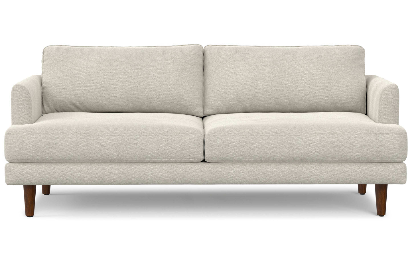 Cream White Woven-Blend Fabric | Livingston 76 inch Mid Century Sofa