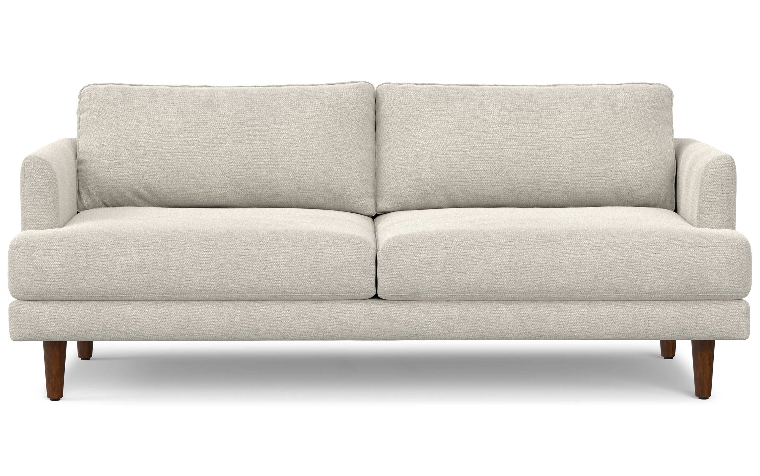 Cream White Woven-Blend Fabric | Livingston 76 inch Mid Century Sofa