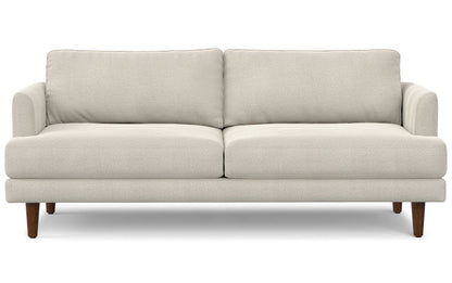 Cream White Woven-Blend Fabric | Livingston 76 inch Mid Century Sofa