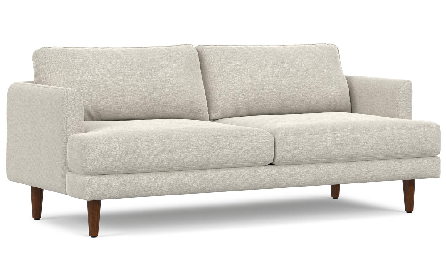 Cream White Woven-Blend Fabric | Livingston 76 inch Mid Century Sofa
