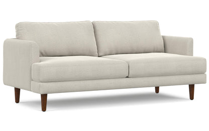Cream White Woven-Blend Fabric | Livingston 76 inch Mid Century Sofa