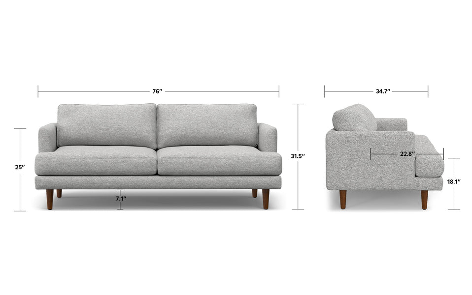 Mist Grey Woven Polyester Fabric | Livingston 76 inch Mid Century Sofa