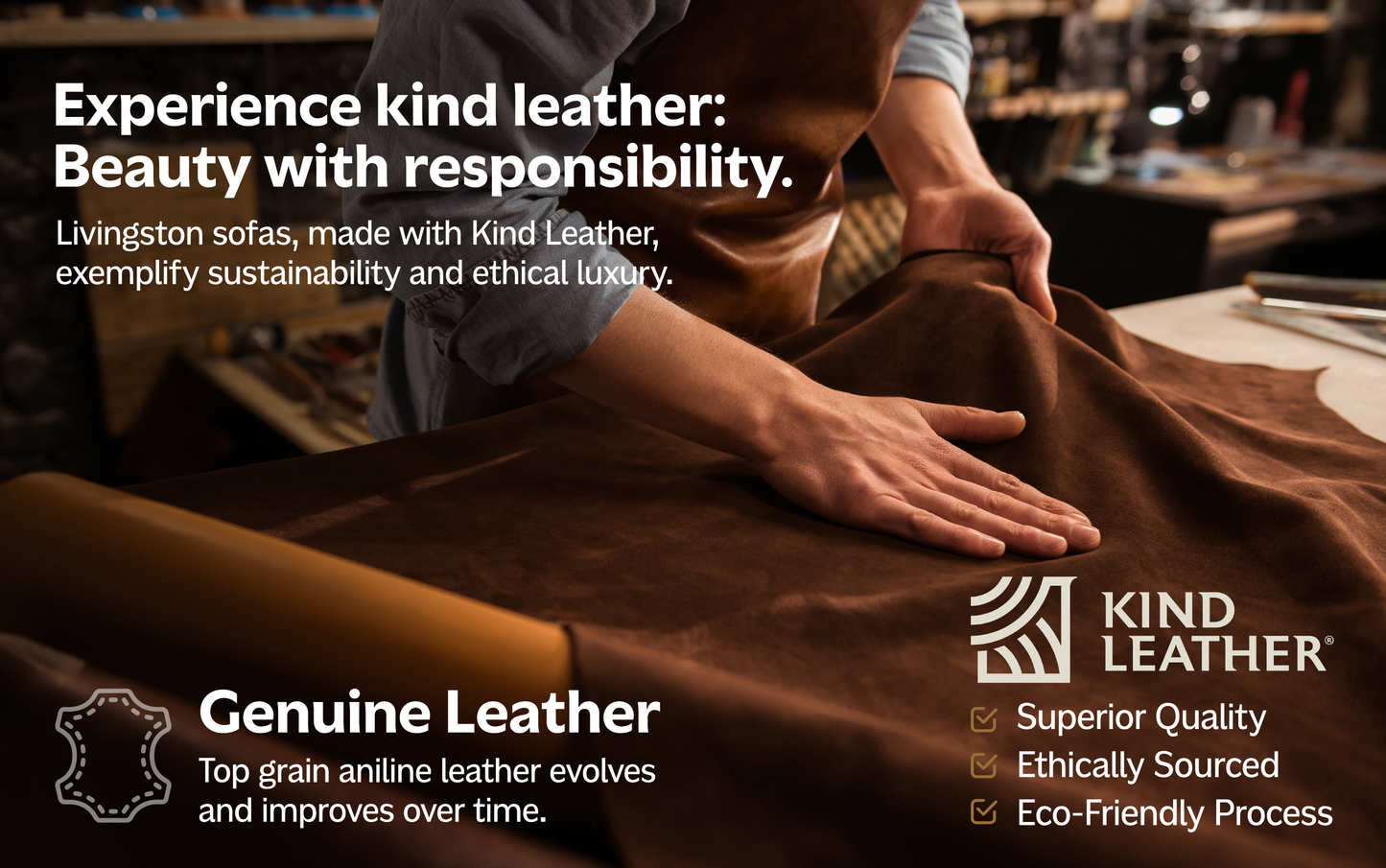 Caramel Brown Genuine Top Grain Leather | Livingston 90 inch Mid Century Sofa in Genuine Leather