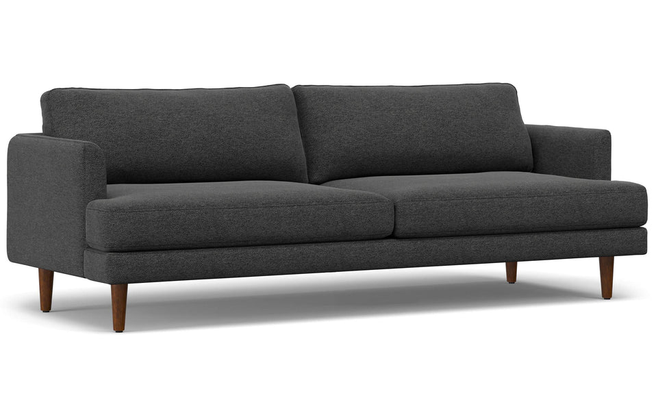 Charcoal Grey Woven-Blend Fabric | Livingston 90 inch Mid Century Sofa