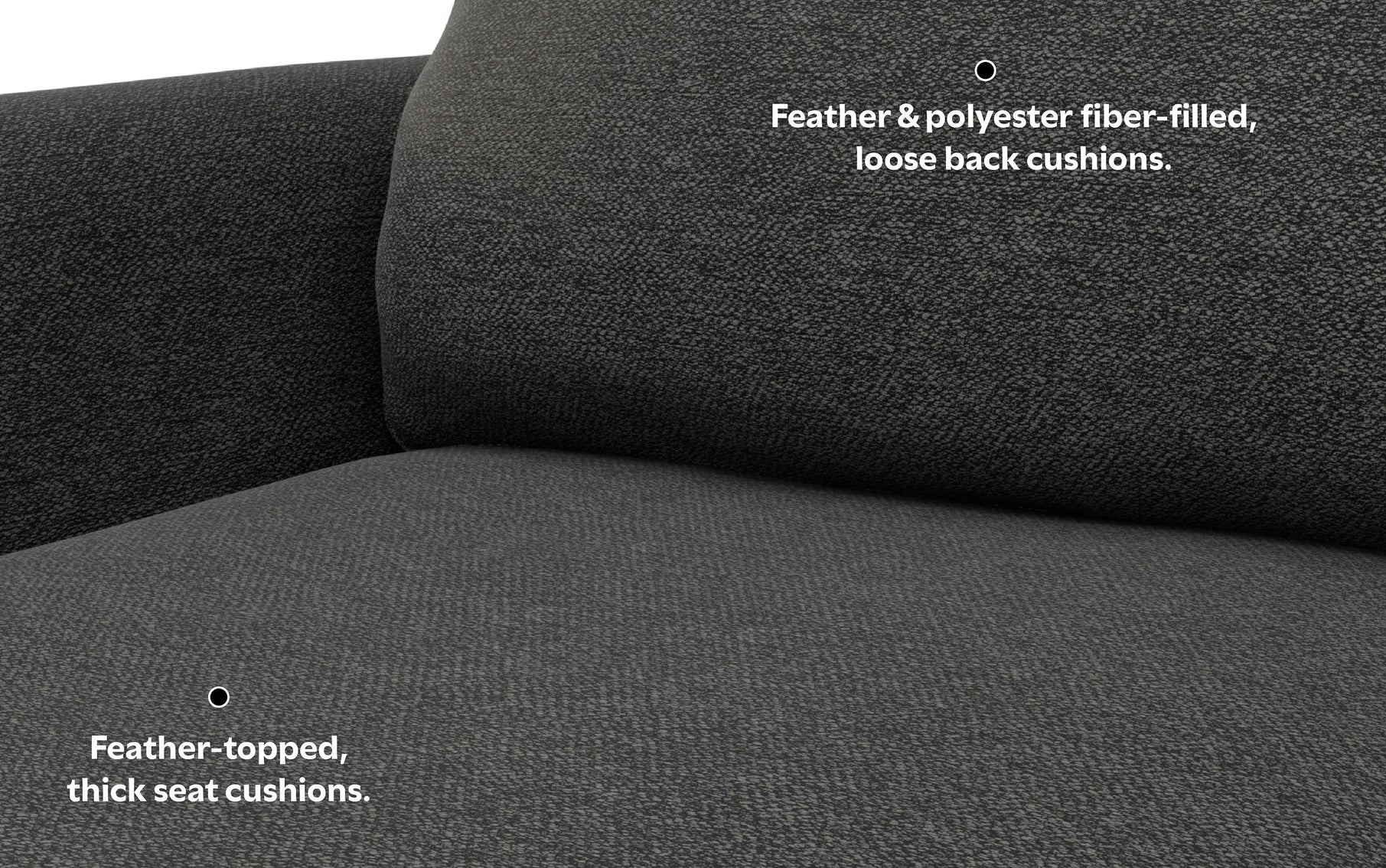 Charcoal Grey Woven-Blend Fabric | Livingston 90 inch Mid Century Sofa