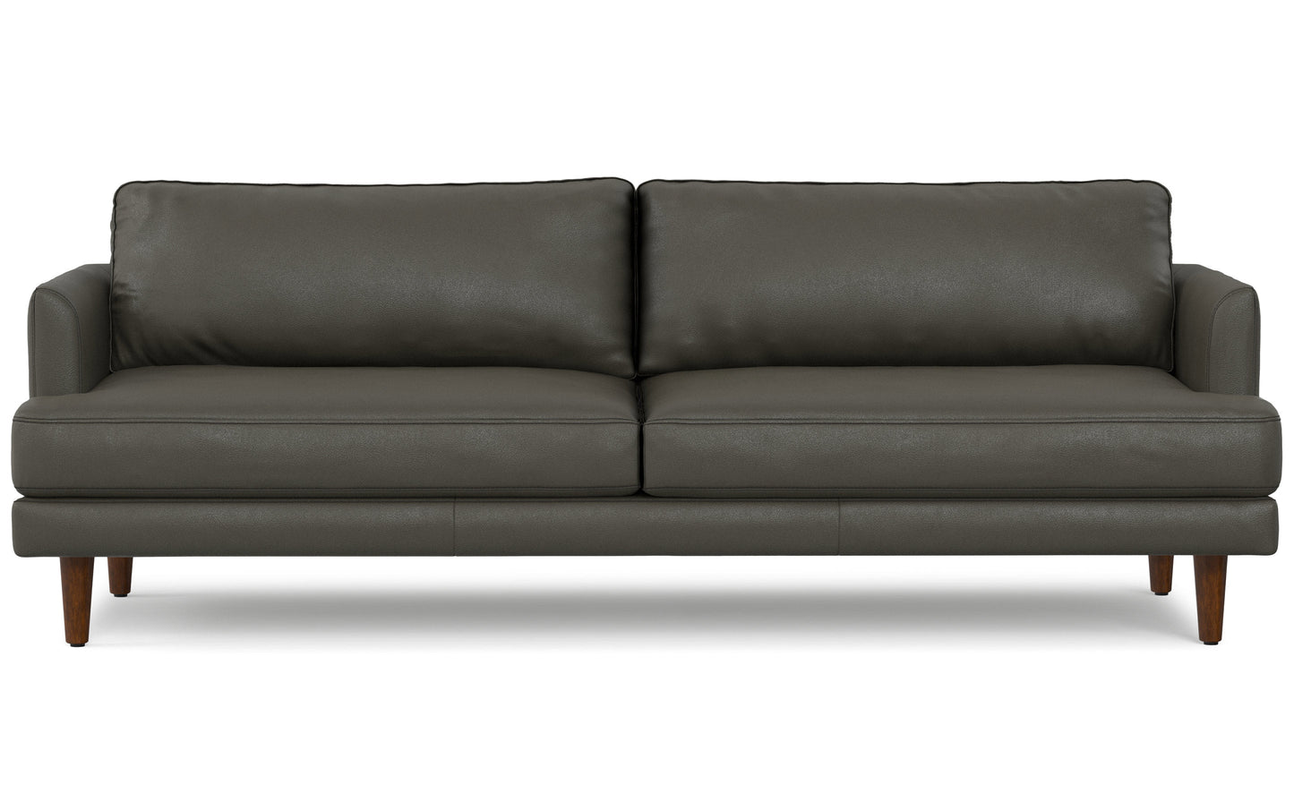 Coal Genuine Top Grain Leather | Livingston 90 inch Mid Century Sofa in Genuine Leather