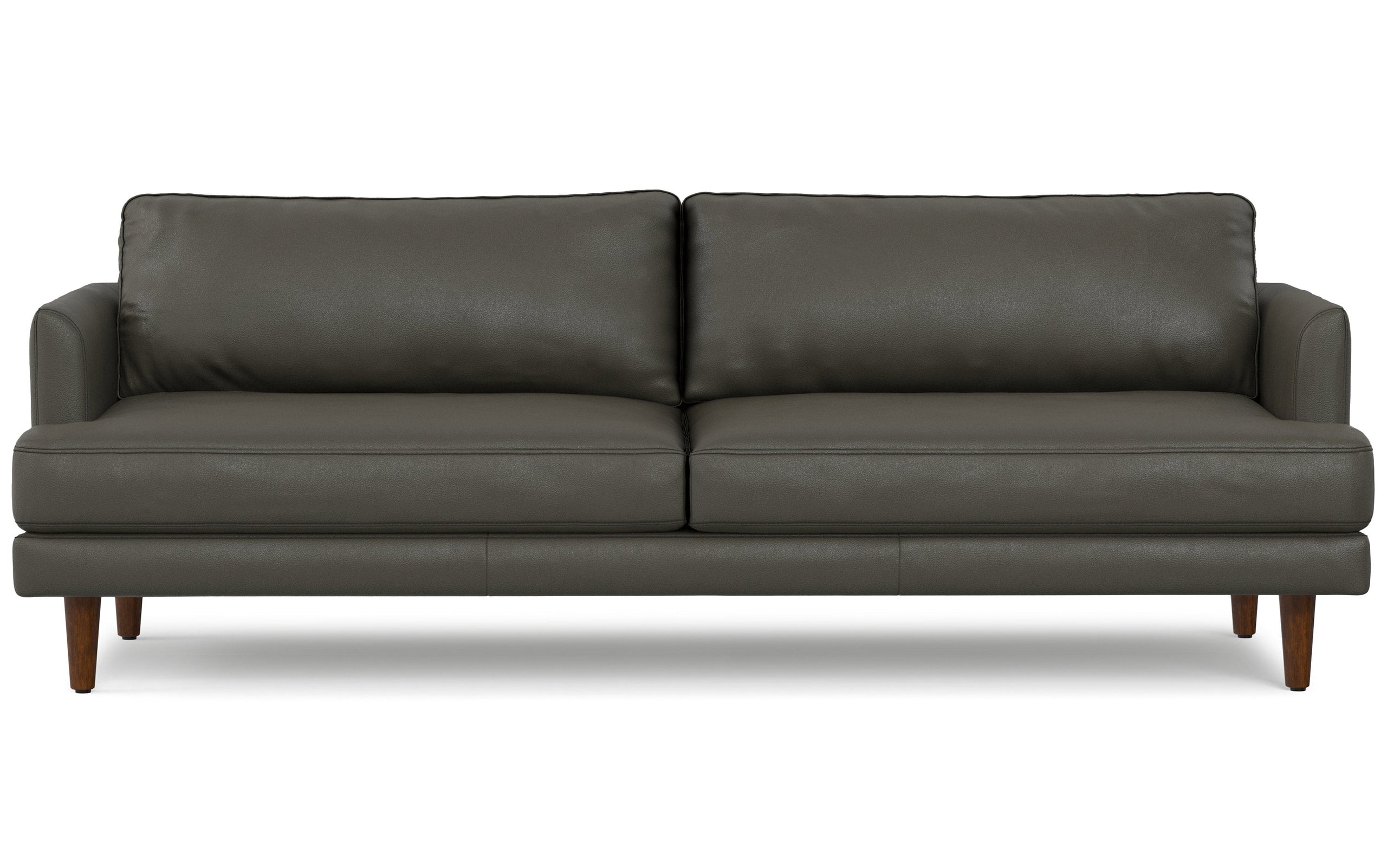 Coal Genuine Top Grain Leather | Livingston 90 inch Mid Century Sofa in Genuine Leather