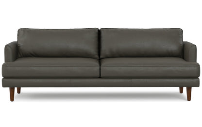 Coal Genuine Top Grain Leather | Livingston 90 inch Mid Century Sofa in Genuine Leather
