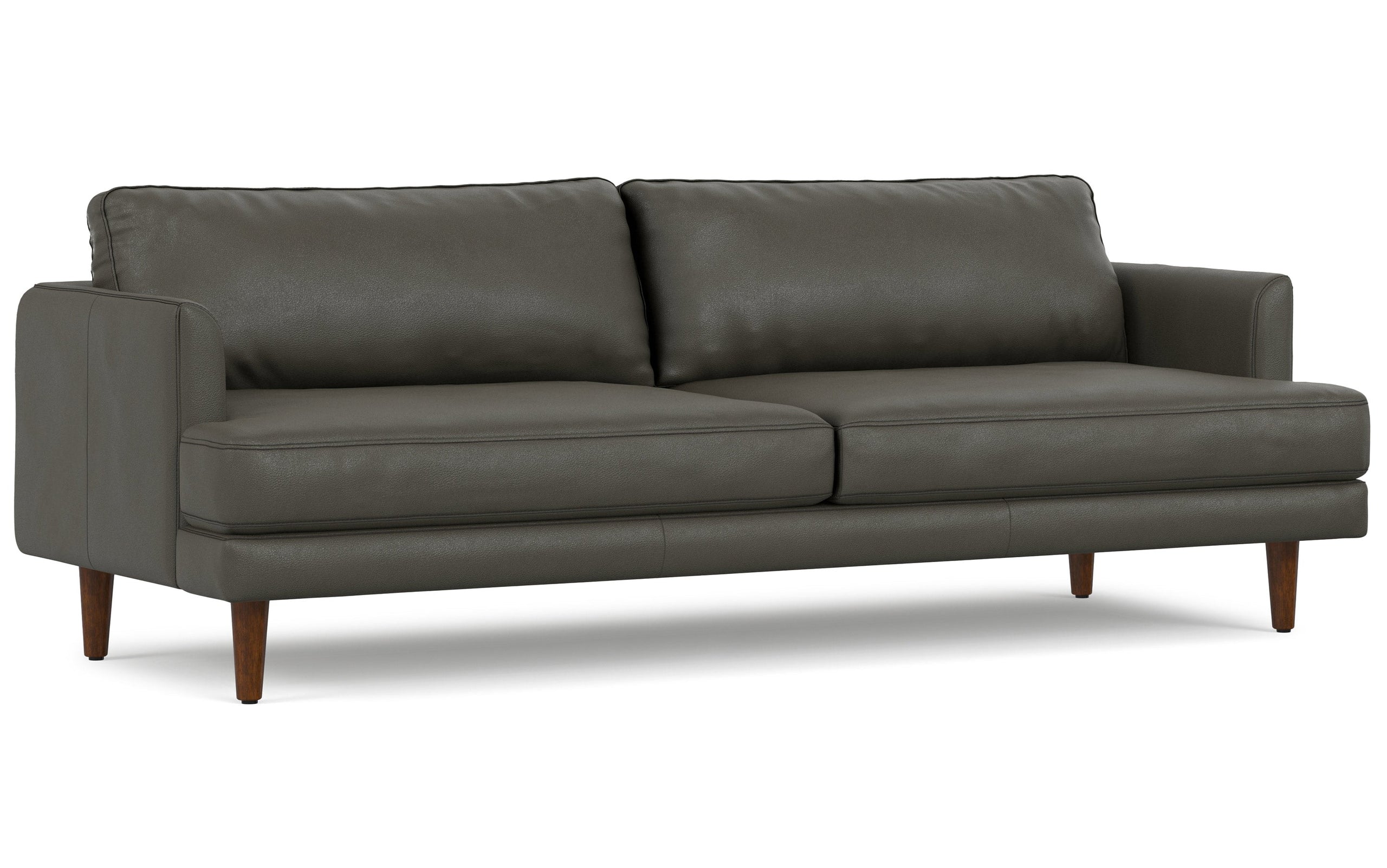 Coal Genuine Top Grain Leather | Livingston 90 inch Mid Century Sofa in Genuine Leather